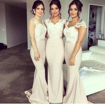 bridesmaid dress,lace cap sleeves bridesmaid dresses,v neck long mermaid bridesmaid dresses,elegant evening gowns,elegant formal dress