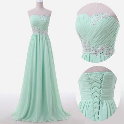 Mint Green Prom Dresses,Sweetheart Evening Gowns,Modest Formal Dresses,Beaded Prom Dresses,Fashion Evening Gown,Corset Evening Dress
