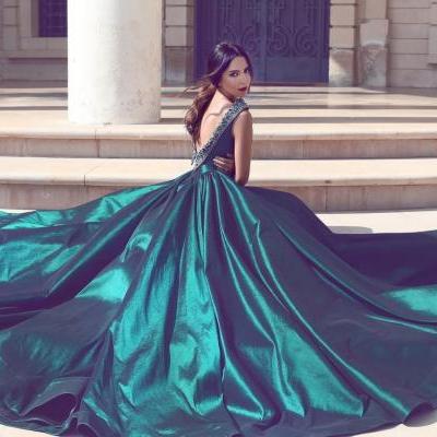 long prom dress,floor length Prom Dress ,Cheap Long Prom Dress ,sweep train long prom gowns,v back sexy pro gowns ,Suitable Evening Dresses