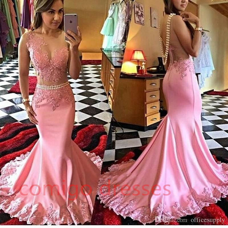 Pink Sheer Prom Dress