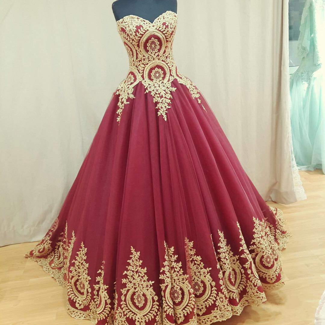 burgundy bridal gown