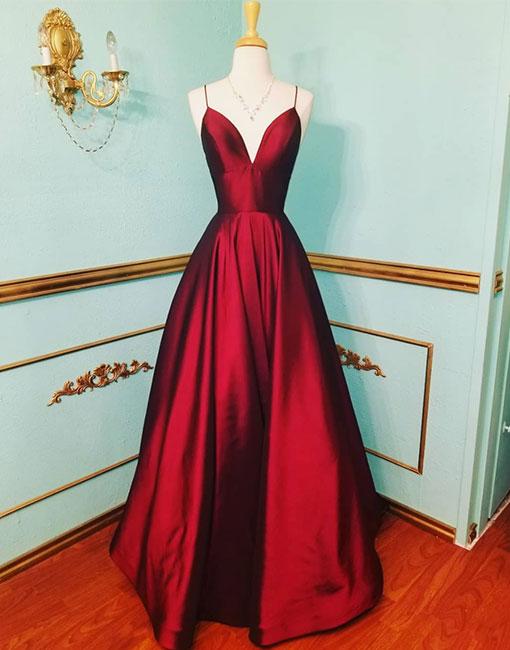 Burgundy Prom Dresses Long Evening Dresses main image 1