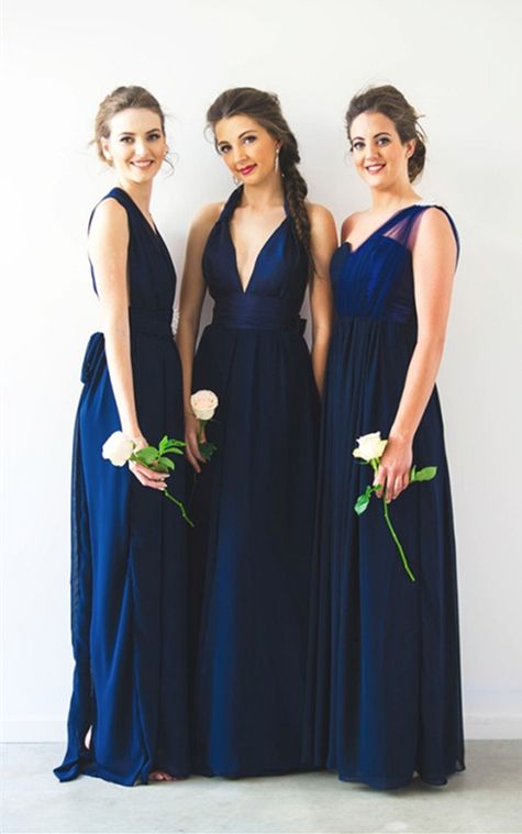 Simple Navy Blue Bridesmaid Dress One Shoulder Dresses Simple Navy Blue Bridesmaid Dress One Shoulder Dresses Mismatched Long With Pleats Elegant Chiffon Wedding Party
