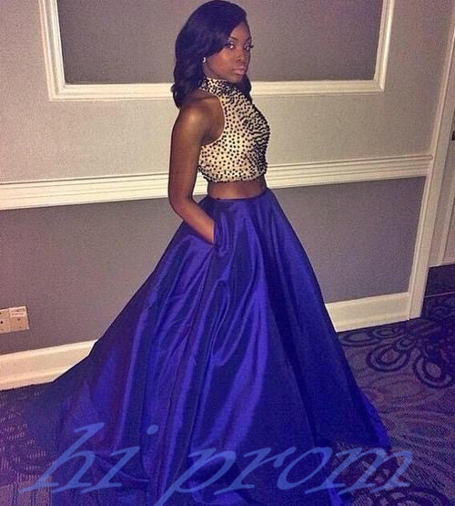 Purple and Royal Blue Prom Dresses