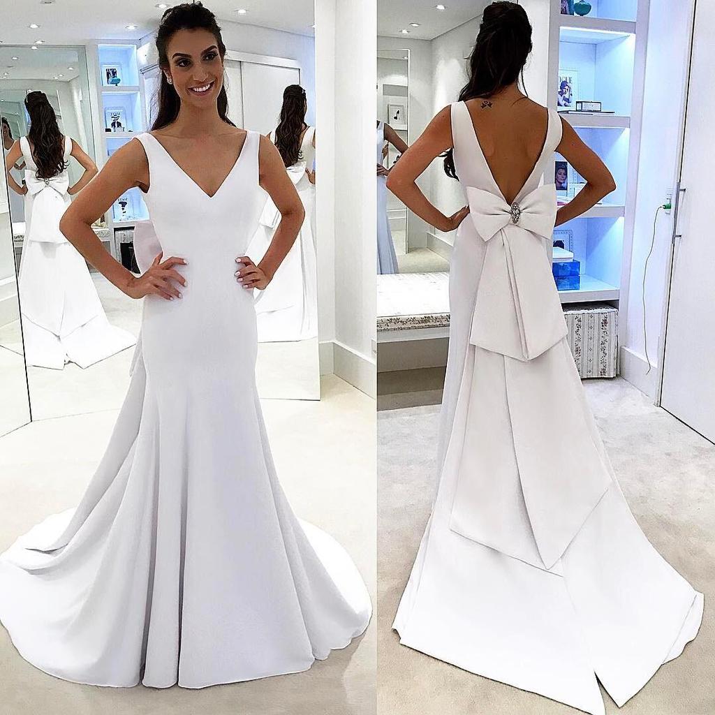 Open Back Sheath Wedding Dress