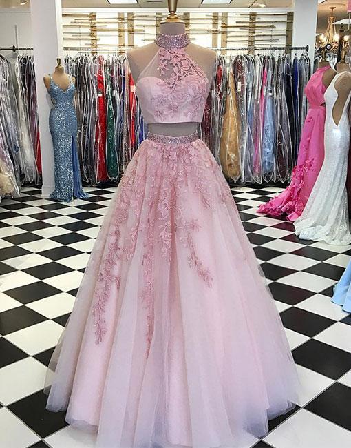 pink long dress formal