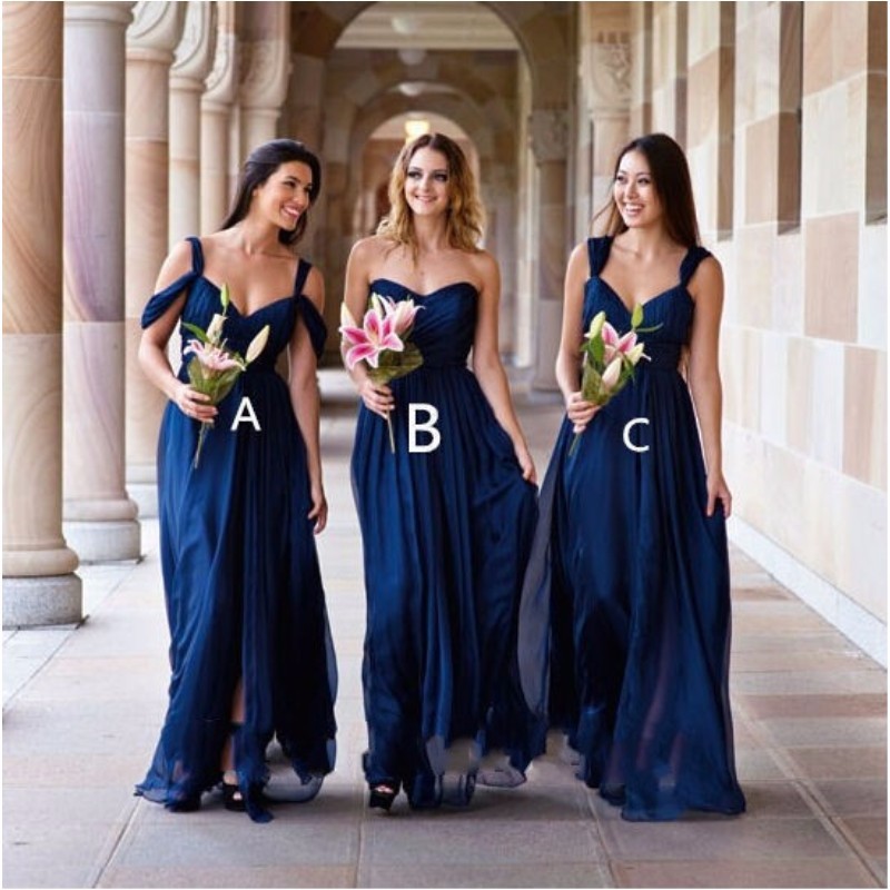 dark blue maid of honor dresses