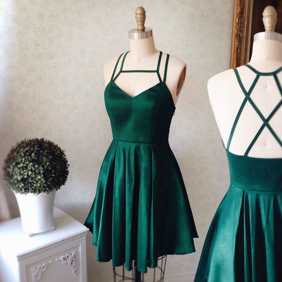 hunter green short dress