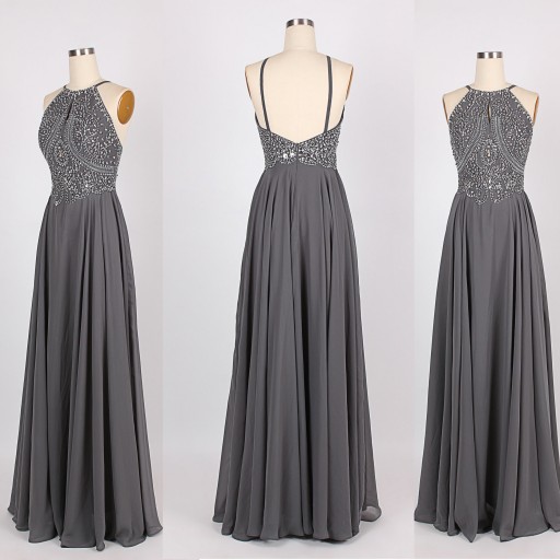 dark grey evening gown