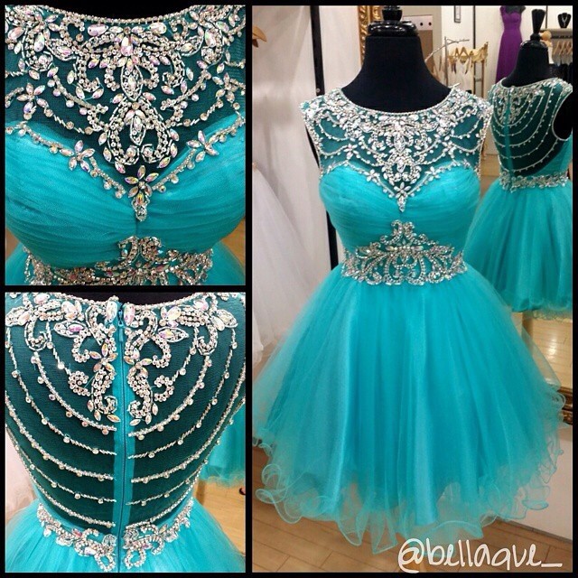 Blue Dress,Short Prom Gown,Tulle Gowns,A Line