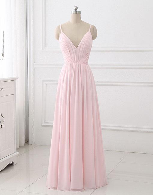 Simple V Neck Chiffon Long Prom Dress, Evening Dress on Luulla
